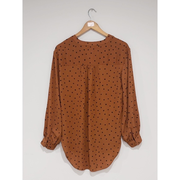 Maurices Women's Brown Black Atwood Tunic Polka Dot Blouse Size M - Picture 3 of 8